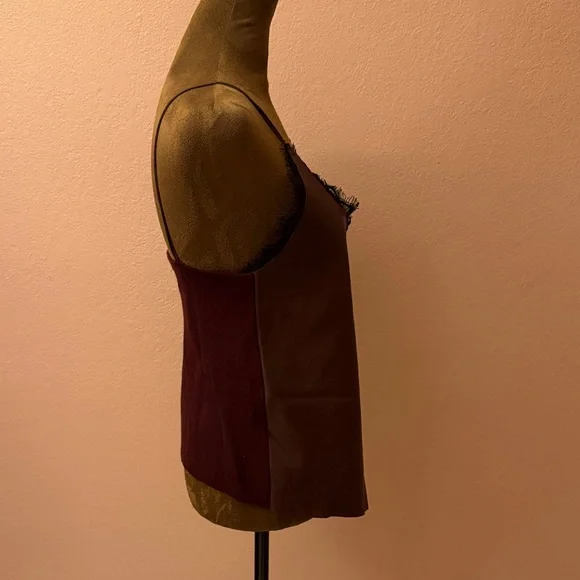 Zara Chocolate Camisole with Fringe Trim - Picture 2 of 9